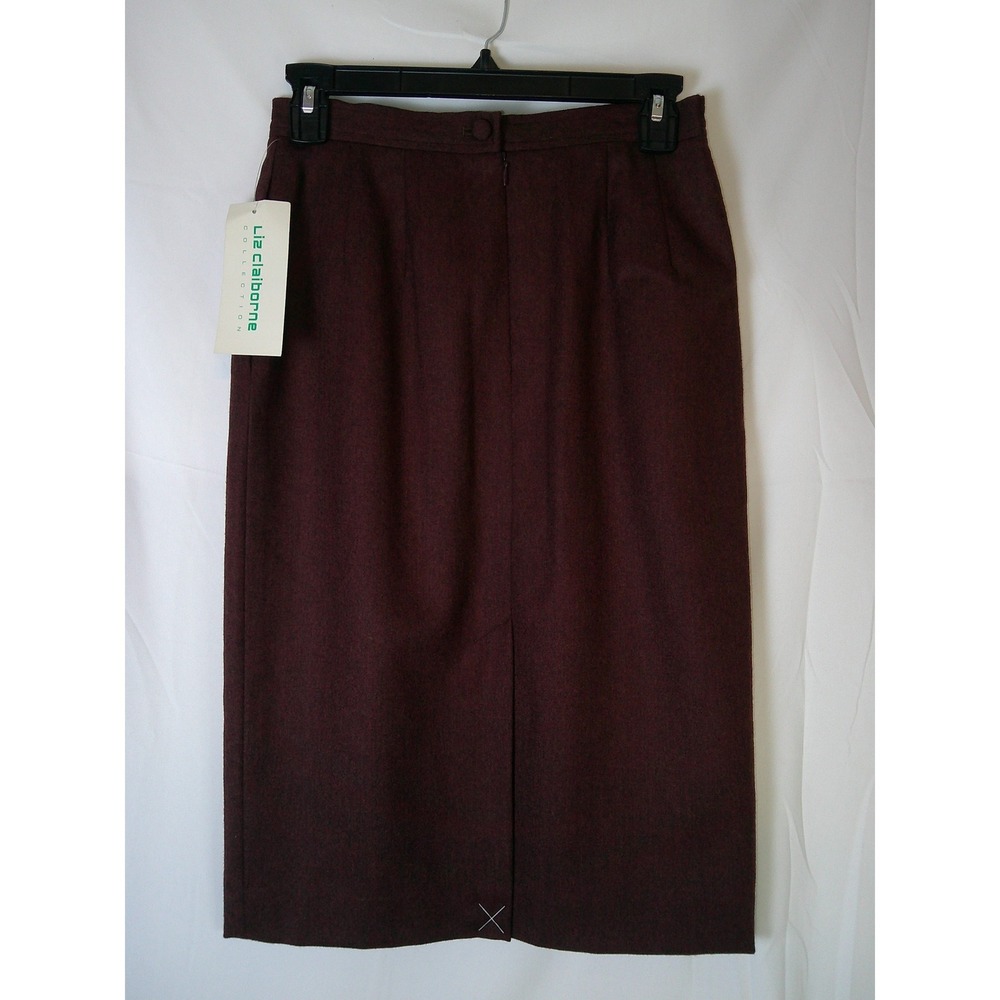 Vintage Liz Claiborne Urban Edge Burgundy Wool Blend Pencil Skirt NWT Size 6 $88